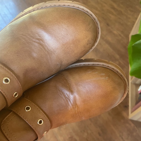 Brown Vegan Leather Ankle Boots with Buckles - Picture 5 of 6